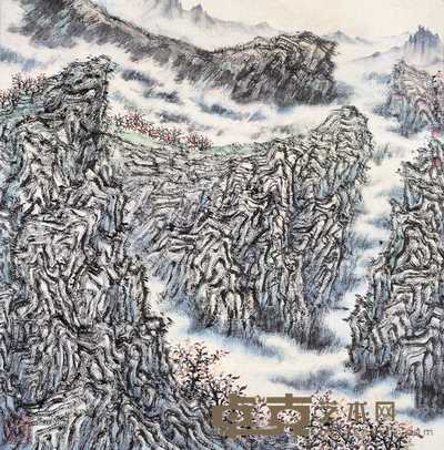 杨运高 2005年作 崖上人家 镜心 68×68cm